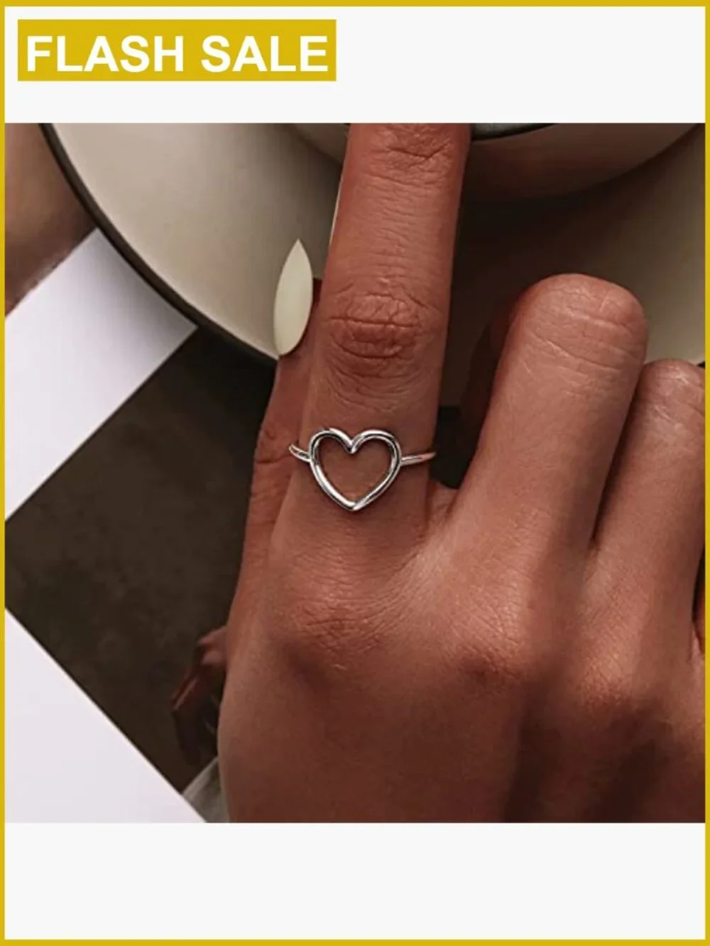 Sterling Silver 925 Minimalist Heart Ring Wedding Statement Jewelry Size 10